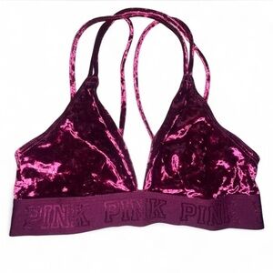 PINK Victoria's Secret Velvet Bralette in Deep Pink